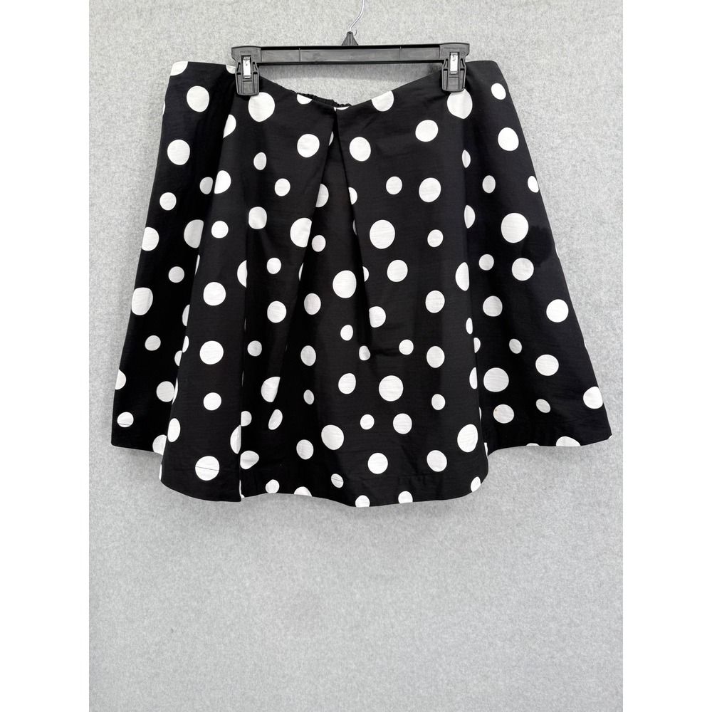 Maeve Skirt Womens Large Black Polka Dot Pleated Mini Cotton Anthropologie‎